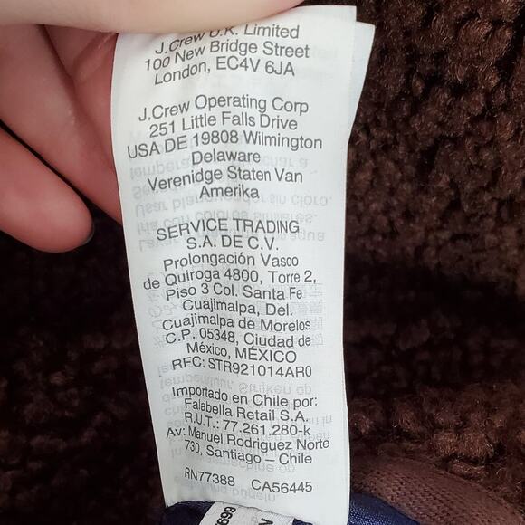 J Crew Collarless Teddy Sherpa Coat Dark Walnut Brown Lined AT699 Size Medium - Picture 8 of 8